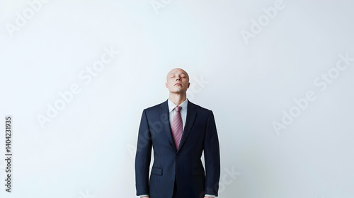 Obraz na płótnie Pixelated Businessman in Formal Suit with Closed Eyes on White Background w salonie
