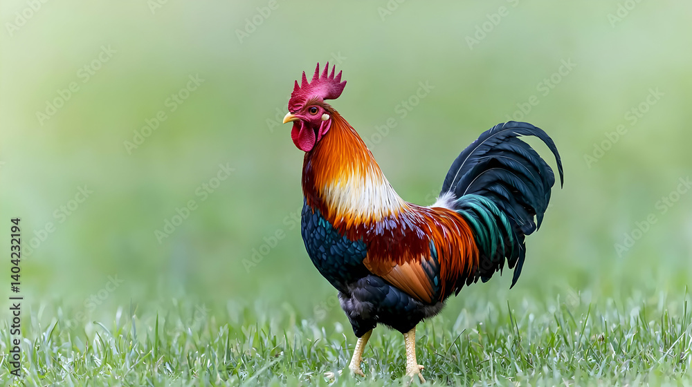 Colorful Rooster In A Meadow