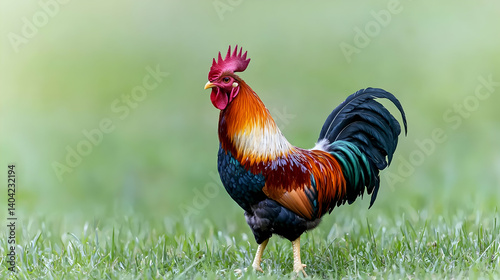 Obraz na płótnie Colorful Rooster In A Meadow w salonie