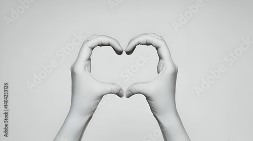 Obraz na płótnie Hands Forming a Heart Shape in Monochrome w salonie