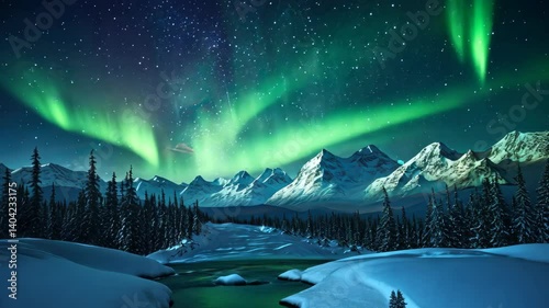 Aurora borealis and aurora australis simultaneously lighting up the polar skies Modern wallpaper