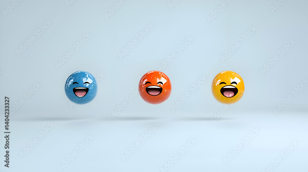 Three Happy Pixel Emojis in a Row on Light Background