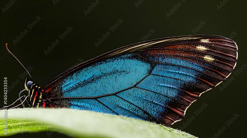 Closeup View Of Blue Butterfly Wing
