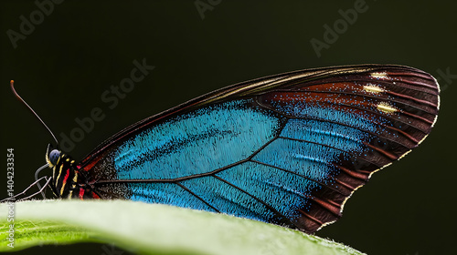 Obraz na płótnie Closeup View Of Blue Butterfly Wing w salonie