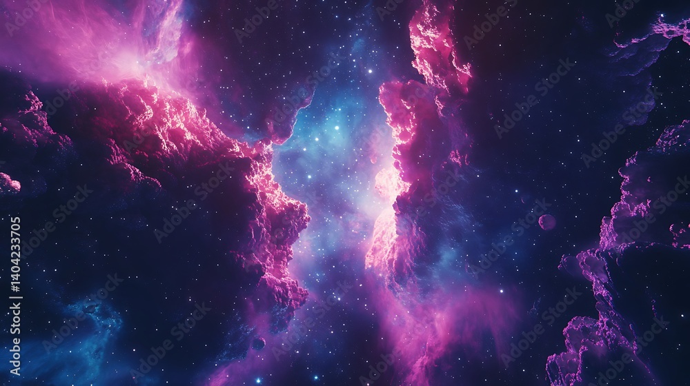 Fototapeta premium Stunning astronaut exploring deep space with radiant nebula and stars high resolution image