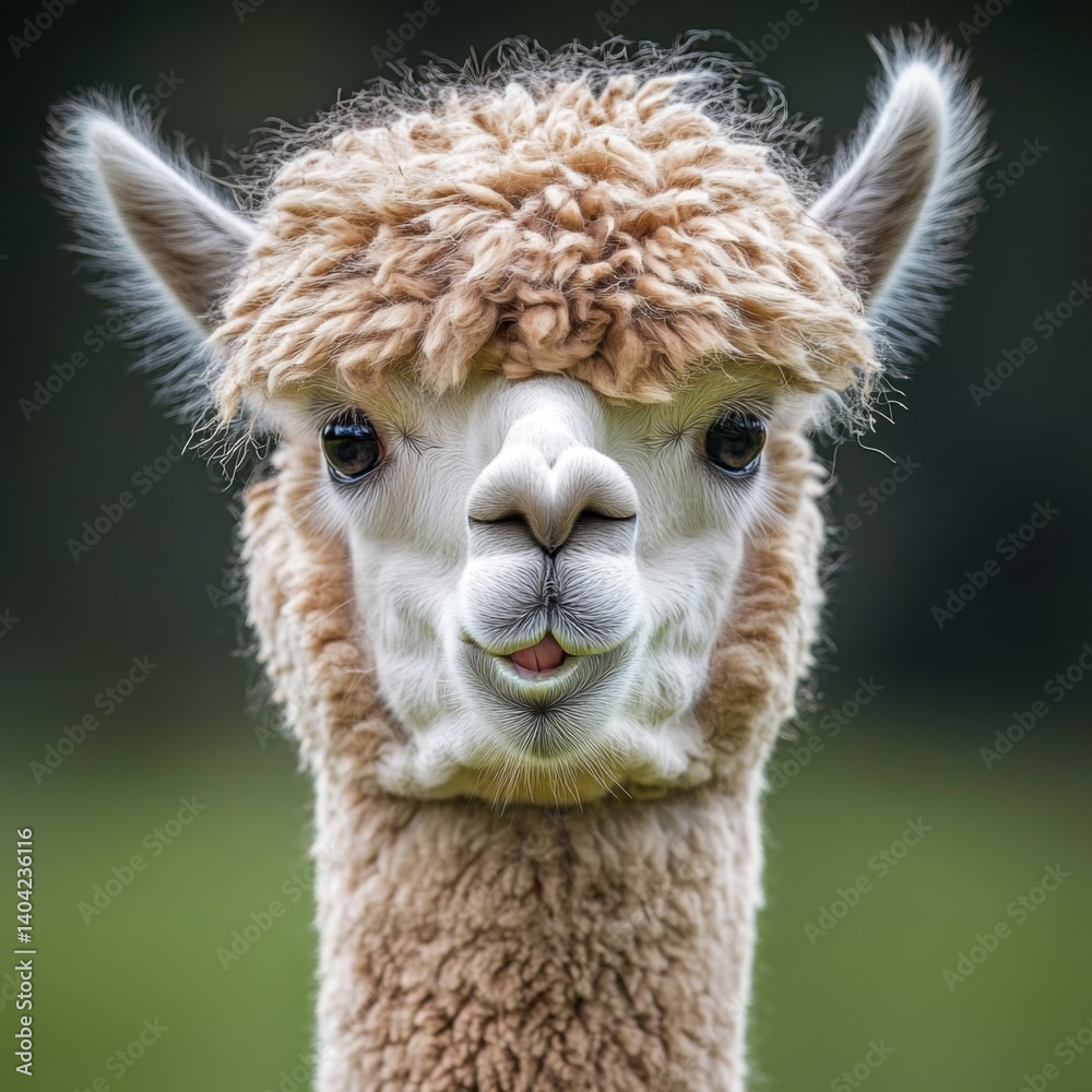 Obraz premium Charming Alpaca Portrait with Playful Expression and Soft Fur