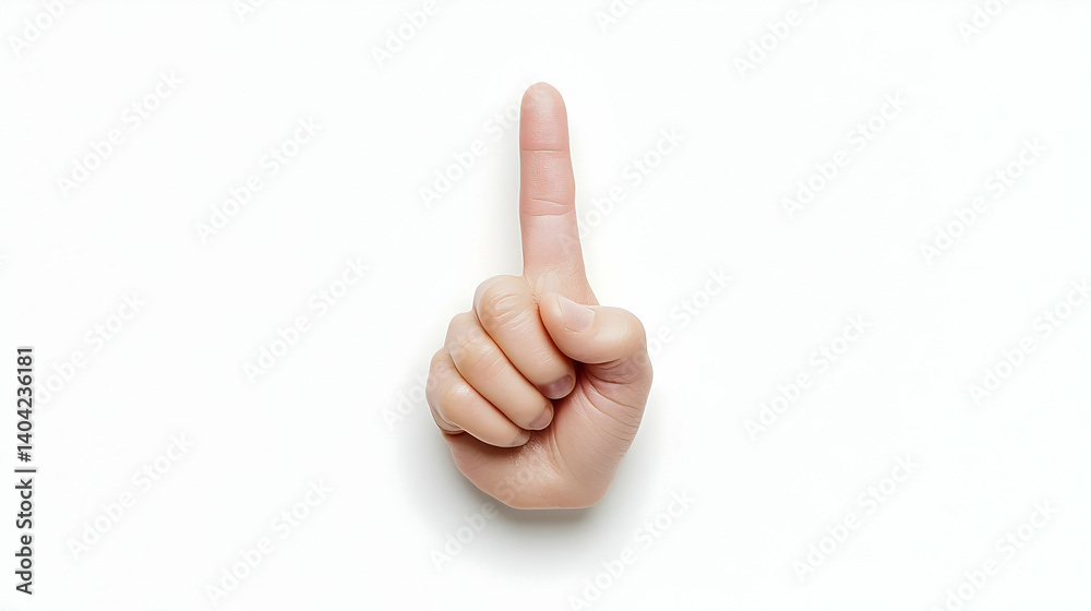 Single Finger Pointing Up Against White Background