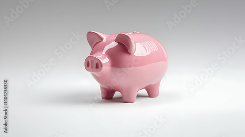 Pink Piggy Bank On White Background