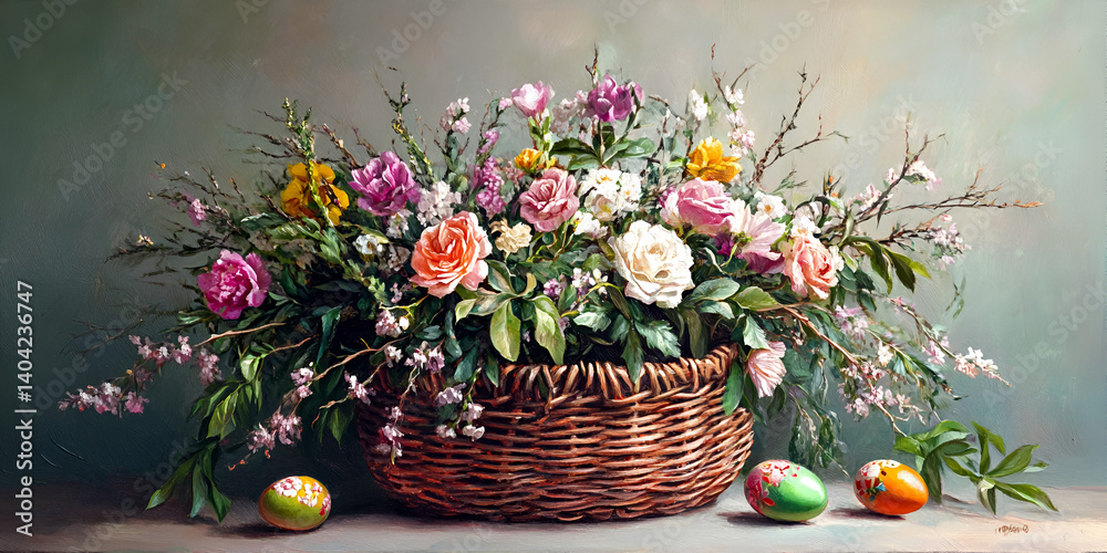 Spring Flowers and Fresh Greenery Framing a Bright Natural Scene Spring Flowers and Fresh Greenery Framing a Bright Natural Scene