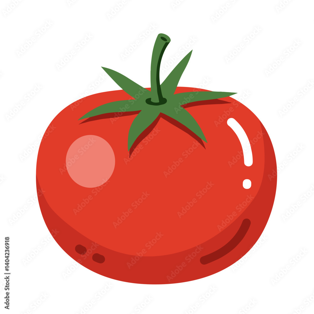 Tomato Vector. Ripe red vegetable with green stem isolated on transparent background. Fresh produce, healthy food, cooking ingredient, salad element, farm harvest Tomato Vector. Ripe red vegetable with green stem isolated on transparent background. Fresh produce, healthy food, cooking ingredient, salad element, farm harvest