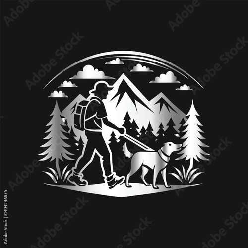 Hiking Adventure Logo  Vintage Mountain Badge Design Vector for Outdoor Exploration Branding.
