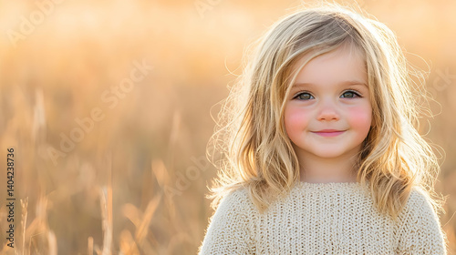 Obraz na płótnie Adorable Little Girl Portrait In Golden Light w salonie