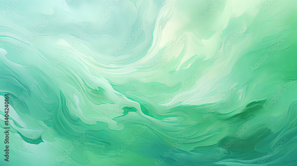 Obraz premium Soft Green Waves Abstract Background | Refreshing Fluid Motion Texture | Minimal Flow Design