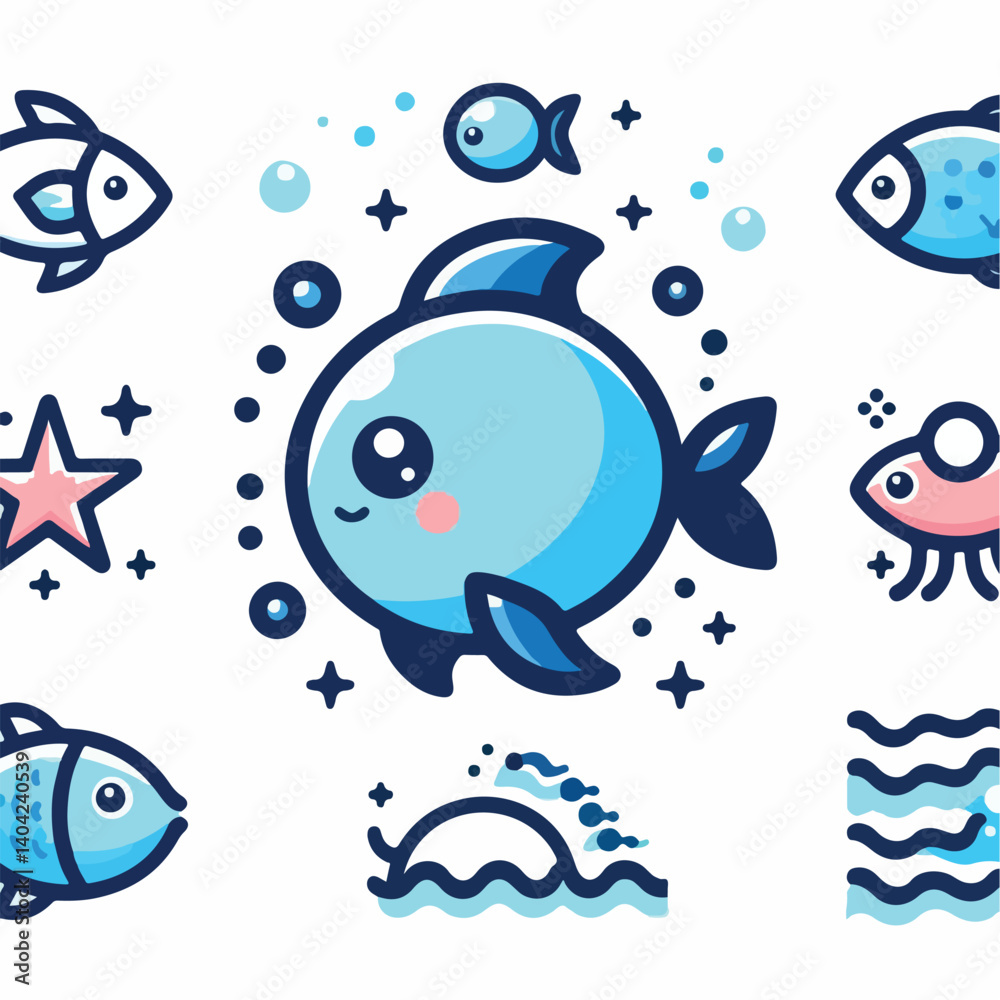 Fototapeta premium cute fish logo image vector