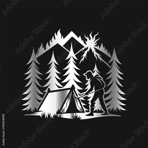 Hiking Adventure Logo  Vintage Mountain Badge Design Vector for Outdoor Exploration Branding.

