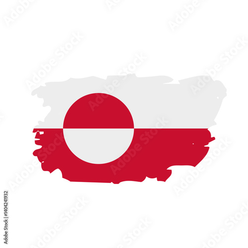 Brush stroke Greenland flag. Vector template for banner, poster, flyer, etc.