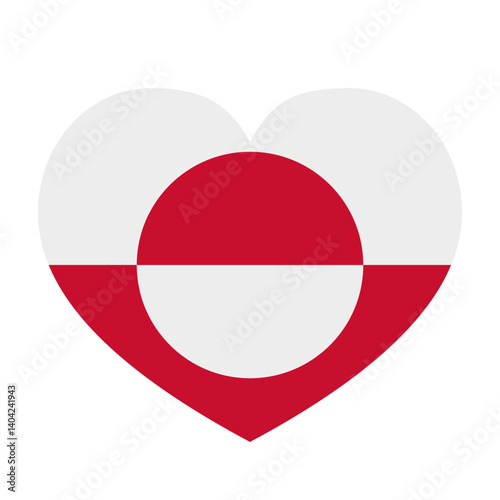 Greenland flag in shape of heart. Vector template for banner, poster, flyer, card, etc.