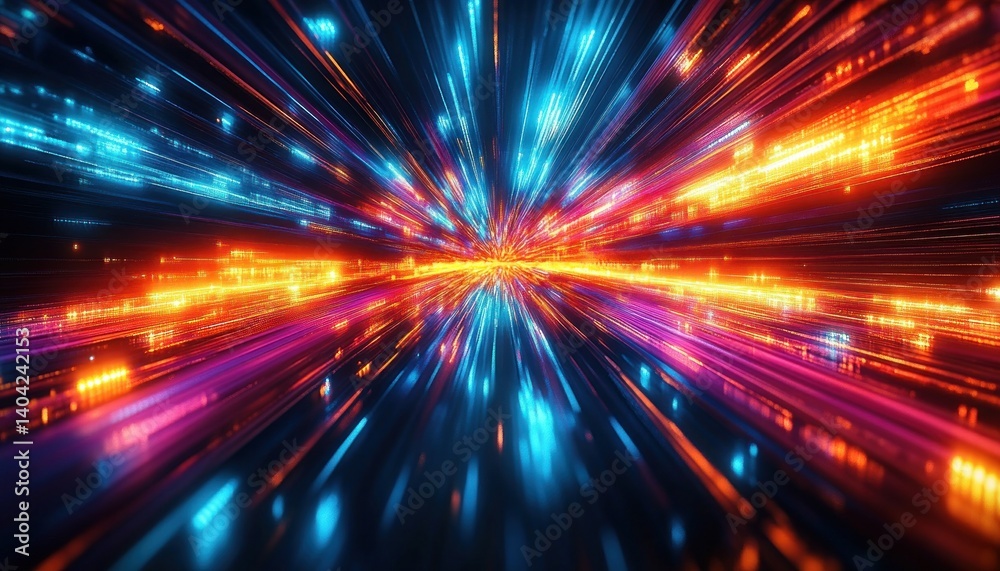 Vibrant Fiber Optic Light Strands Intertwining in a Cyberpunk Style Vibrant Fiber Optic Light Strands Intertwining in a Cyberpunk Style