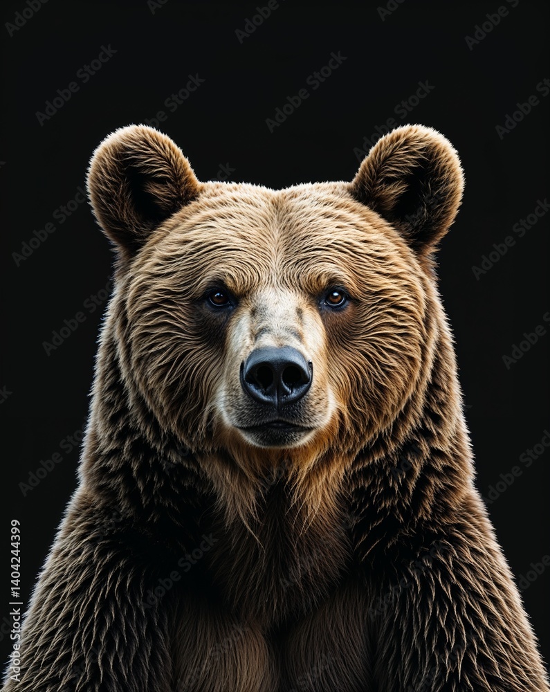 Obraz premium Bear portrait view on plain black background