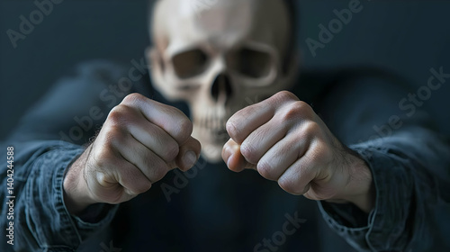 Obraz na płótnie Fists Clenched Skull Face Portrait w salonie