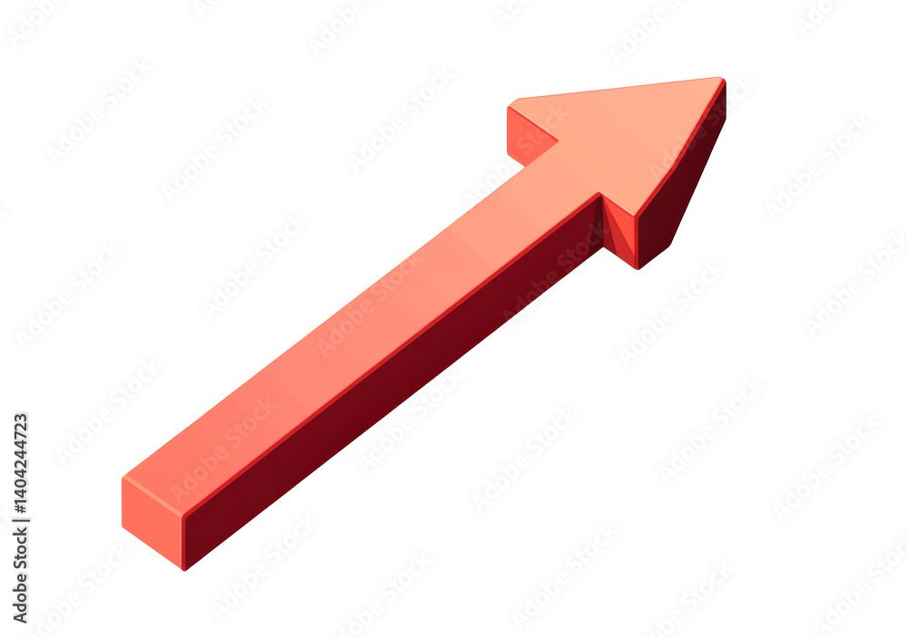 Rising graph arrow isometric view isolated on transparent background Rising graph arrow isometric view isolated on transparent background