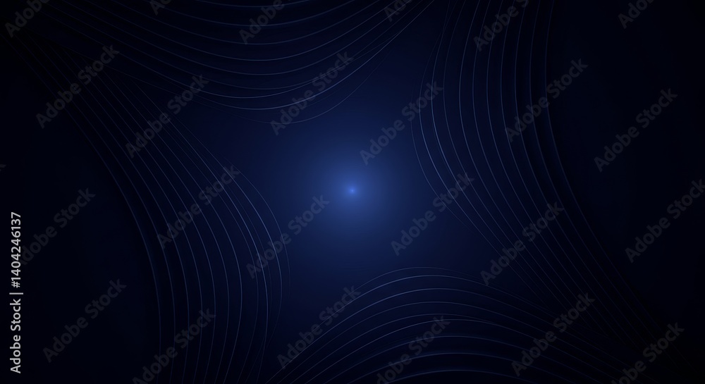 Fototapeta premium Dark abstract background with glowing center and curved lines
