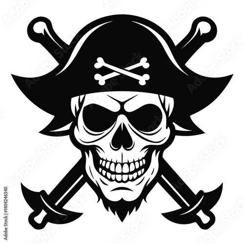 skull, pirate, tattoo, death, vector, bone, sign, 