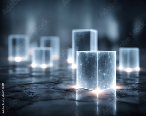 Glowing Cubes on Dark Stone.