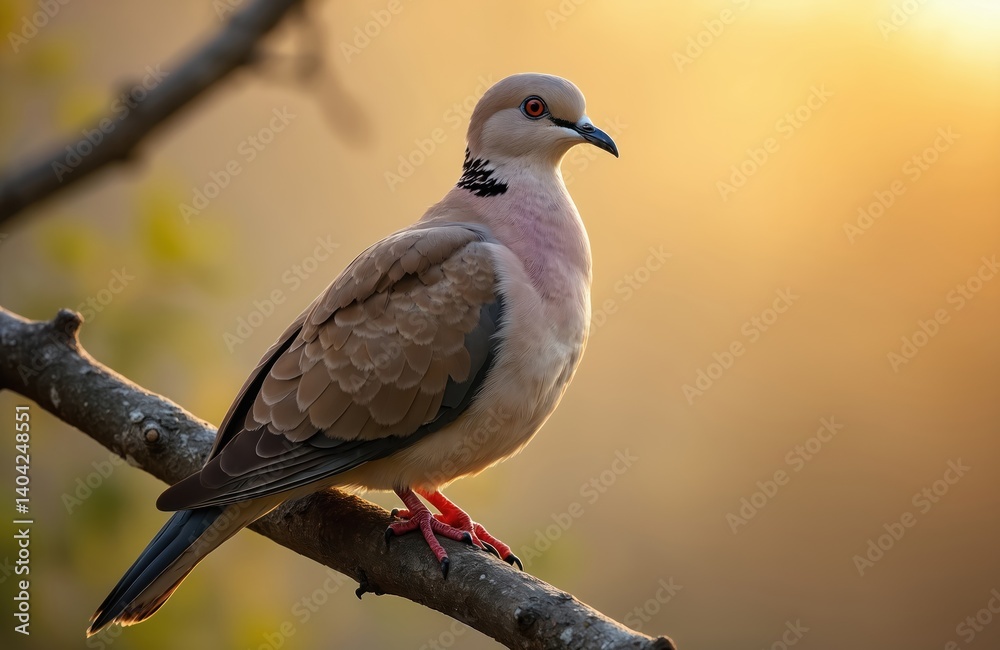 Turtle dove bird perched on tree branch in early morning light. Streptopelia turtur dove in natural habitat against soft background. Beautiful birdwatching photo with sunlight. Bird in wild, fauna, Turtle dove bird perched on tree branch in early morning light. Streptopelia turtur dove in natural habitat against soft background. Beautiful birdwatching photo with sunlight. Bird in wild, fauna,