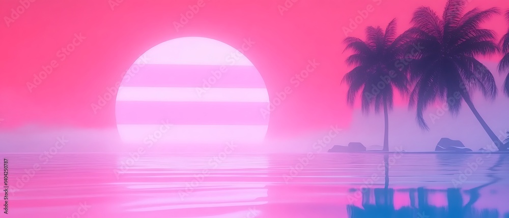 Naklejka premium Sunset Tropical Paradise