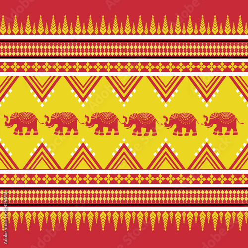 Geometric ethnic traditional with elephant 