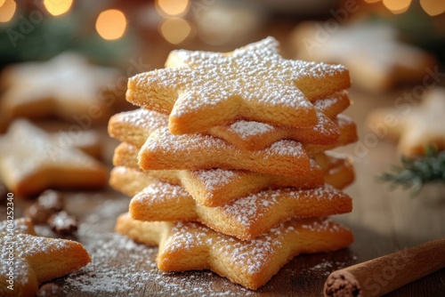 star shaped cookies powdered sugar christmas baking aroma festive gift