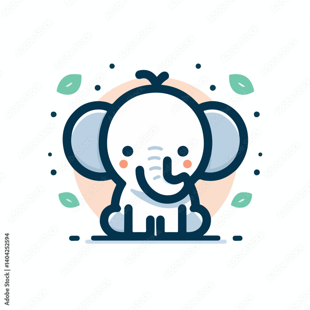 Fototapeta premium cute elephant logo vector image on white background