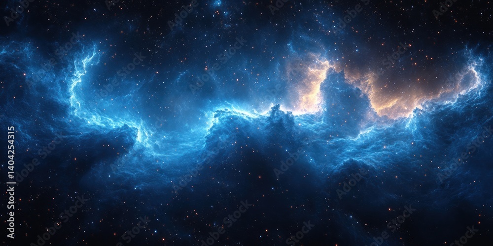 Fototapeta premium Luminous Blue Energy Plasma Force Field in Space with Surreal Abstract Design and Cosmic Lights