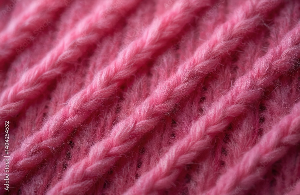 Close-up view of pink knitted wool fabric texture background. Hand-knitted needlework pattern with smooth symmetrical lines. Cosy woolen textile ideal for crafts, warm clothing, winter design Close-up view of pink knitted wool fabric texture background. Hand-knitted needlework pattern with smooth symmetrical lines. Cosy woolen textile ideal for crafts, warm clothing, winter design