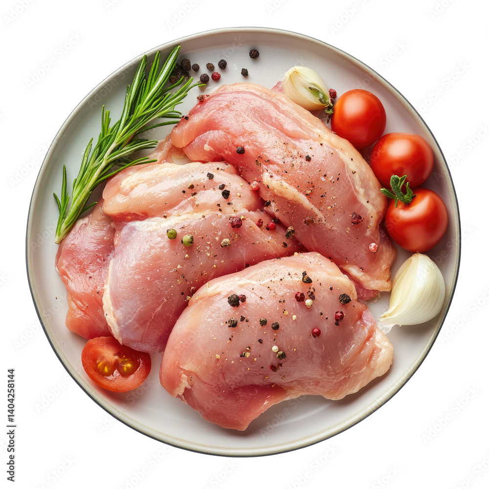 Raw Chicken Close-Up on transparent background
