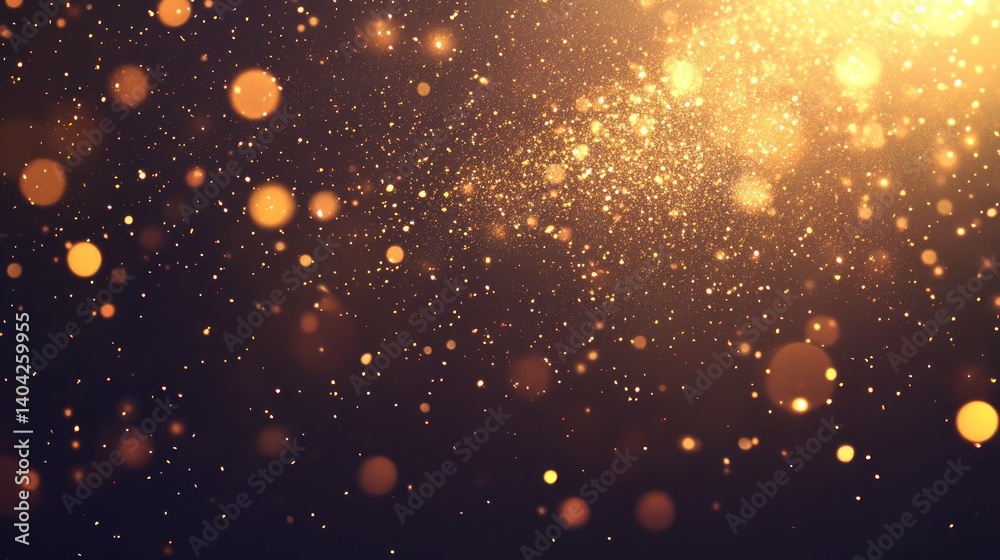 Fototapeta premium radiant golden particles descend against a dark backdrop creating a festive and elegant atmosphere perfect for celebrations or special events with a touch of magic