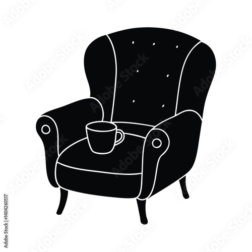 Cozy Armchair with Tea Winter Relax Scene