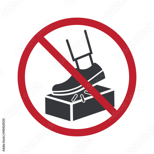 Isolated pictogram of a foot stepping on a cardboard box, symbolizing packaging label instructions for fragile, breakable items