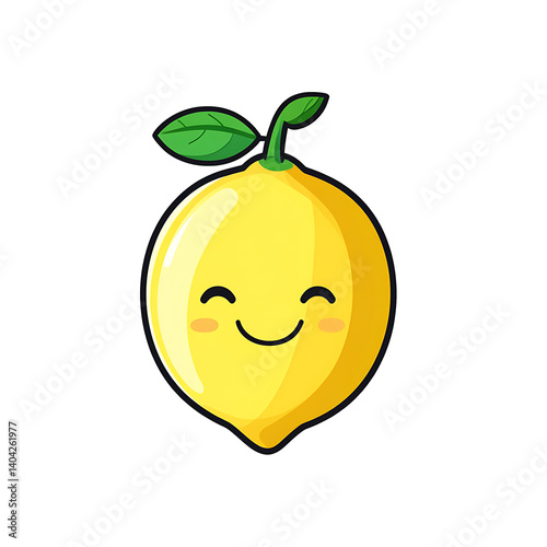 Smiling lemon in cartoon sticker style
