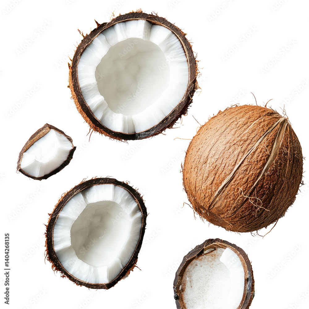 Halved Coconut Delight on transparent background Halved Coconut Delight on transparent background
