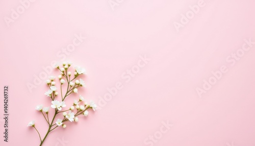 Delicate White Flowers on Soft Pink Background for Spring Inspiration