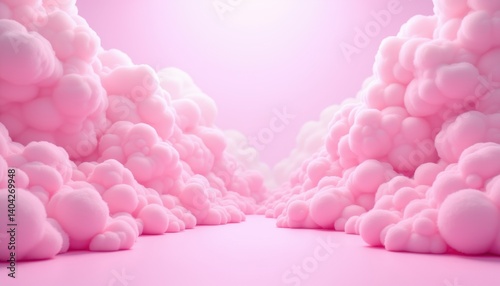 Dreamy Pink Cloudscape with Soft Shapes and Gentle Light Effects