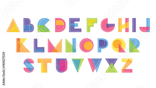 colorful abstract shapes cartoon isolated letters for logos