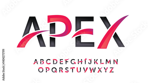 futuristic black and red isolated letters for logos