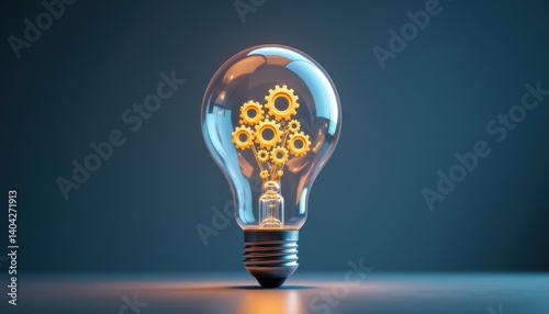 Light Bulb with Gears Concept Representing Innovation and Ideas