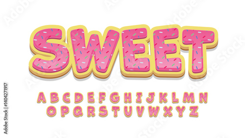Candy cupcake 3d cartoon isolated letters font