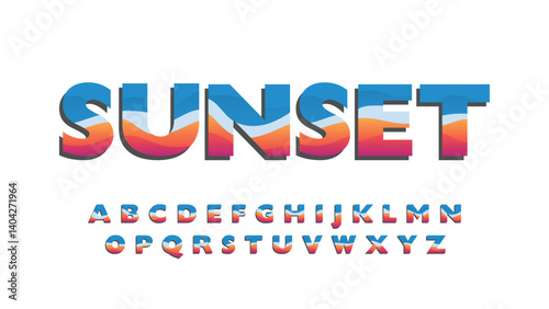 waved blue and red abstract modern isolated letters