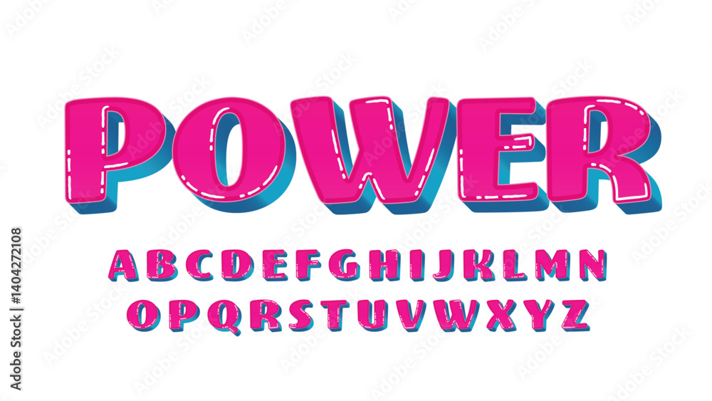 pink and blue 3d cartoon isolated letters font pink and blue 3d cartoon isolated letters font