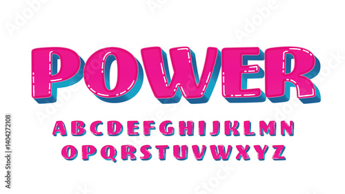 pink and blue 3d cartoon isolated letters font
